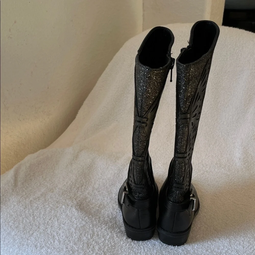 Copper Key Elegant Black Over the Knee Boots